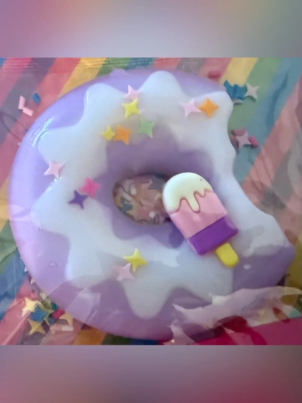 TABAJELLY SQUEEZEABLE PURPLE DONUT SQUISHY TOY DECORATE ORIGINAL VIRAL NEW/POUCH